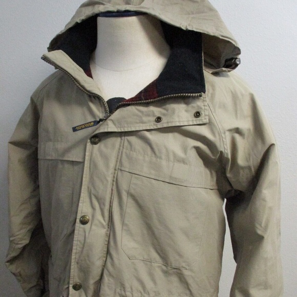 Woolrich Hooded Parka Storm Coat Jacket Khaki Tan Mens Size L - Picture 12 of 12